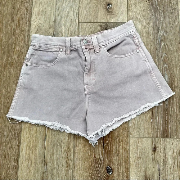 Madewell x Where I was from Light Pink Denim Cutoff Mid-Rise Shorts Size 27 GUC - Picture 2 of 8